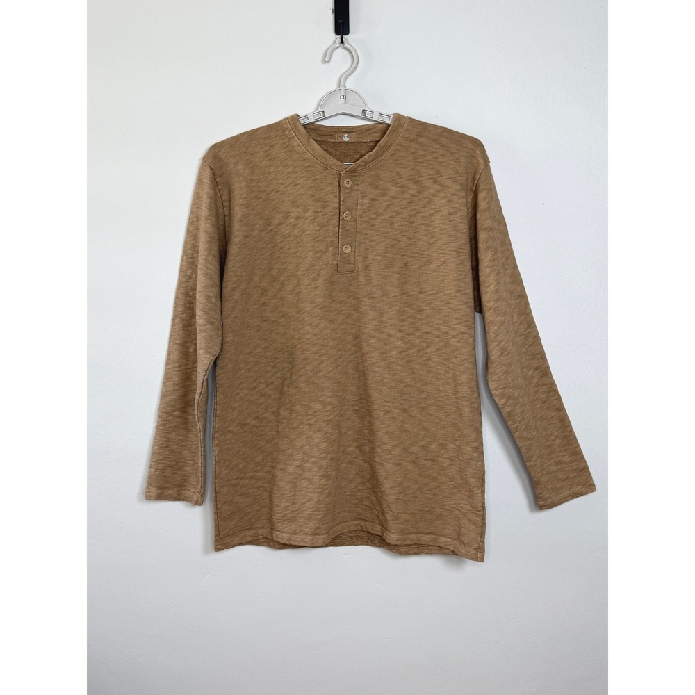 CP Shades Earth Henley Shirt Mens M Heathered Tan Slub Knit Cotton Gorpcore Work